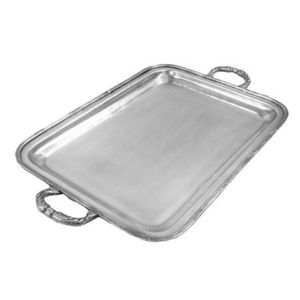 Luxury Silver Stainless Steel Serving Tray with Gold <b>Pinecone</b> Branch Handles Decorative Metal Ottoman Tray for Home Hotel Decor - Product Image 2