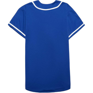 Camiseta de Béisbol Azul Rey con Ribete Blanco en Contraste, Ropa Deportiva Personalizada para Equipos, Camisa Deportiva con Botones - Product Image 2