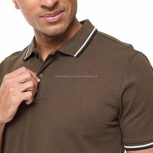 Nardon Apparel Custom Oem Odm 61% Algodón 39% Poliéster Acanalado Hombres Suéter Camiseta Color Block Contraste Knit Polo Shirt - Product Image 5
