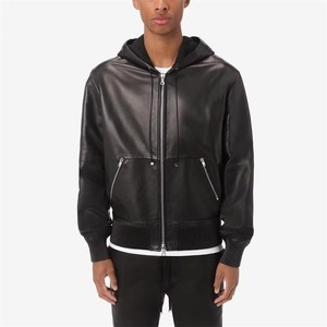 Veste à capuche en cuir véritable de haute qualité, faible MOQ, prix abordable, vente en gros, confortable - Product Image 1