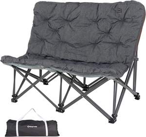 Silla de Camping Plegable Doble Moderna de Acero Inoxidable Gris, Asiento Acolchado Extra Grande, Resistente, Soporta 600 Libras, Portátil - Product Image 3