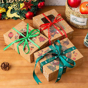 Boîtes en papier en gros pour Noël, boîte cadeau rigide pour collations, boîte en papier kraft de Noël avec fenêtre, boîte transparente pour desserts - Product Image 2