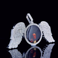 Pendentif Aile d'Ange en Or 10K pour Homme, Style Hip Hop, Serti de Diamants, Certifié IGI, Luxe, Or 10K Massif, Diamant de Laboratoire Cultivé, Cadeau pour Fête, Anniversaire