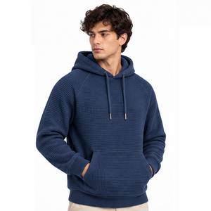 Sweat à capuche pour homme en tricot gaufré à manches longues, pull thermique décontracté, streetwear d'hiver, sweat à capuche personnalisé pour le sport, vêtements en gros - Product Image 5