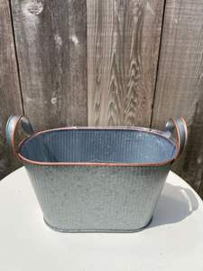 Jardinière en acier galvanisé, pot à fleurs en métal côtelé, bac de jardin rustique pour la décoration de la maison et du patio - Product Image 3