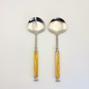 ชุดช้อนเสิร์ฟโลหะสแตนเลสพร้อมด้ามจับเรซิ่น ชุดอุปกรณ์เสิร์ฟสลัดโลหะคุณภาพพรีเมียม ขายดี - Product Image 1