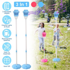2 confezioni 3-in-1 Bubble Maker ricaricabile luci colorate musica 2 modalità 3 altezze regolabili per feste Indoor Outdoor Pet kids' - Product Image 3