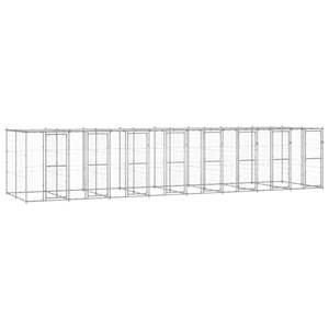 Caseta para Perros de Acero Galvanizado Plateado con Casa Rectangular para Mascotas de PE - Product Image 1
