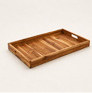 Wholesale Premium Handcrafted Teak Wood Serving <b>Tray</b> Eco-Friendly Rectangular Decorative Ottoman <b>Tray</b> For Coffee Table <b>Breakfast</b> - Product Image 5