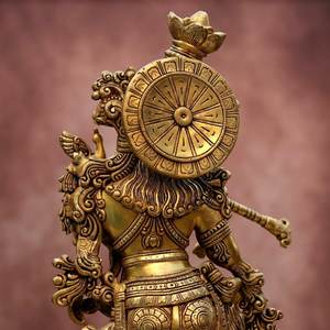 Ídolo de Krishna en Latón Superfino – Estatua Hecha a Mano de 29.5 Pulgadas - Product Image 5