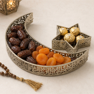 Bandeja de Servicio Metálica con Diseño de Luna y Estrella para Ramadán, Caligrafía Árabe de Lujo, Plato para Dulces y Frutas para Eid Mubarak - Product Image 2