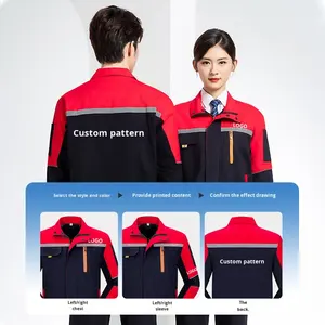 Combinaisons en coton automne-hiver pour hommes et femmes, uniformes d'usine, vêtements de travail résistants à l'usure, réparation automobile, chantiers de construction, manches longues - Product Image 3