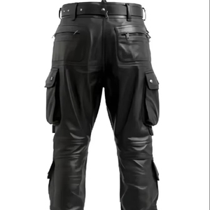 Pantalones de Motociclista de Cuero Genuino de Alta Calidad para Hombre, Corte Ajustado, Pantalones de Carreras de Motocicleta Negros, Suministro al por Mayor OEM - Product Image 1