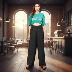 2022 New Women's High-Waist <b>Flared</b> Pants Breathable Autumn Casual Long Elastic Waist Closure Street Style - Product Image 2