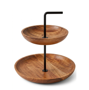 2-Tier Wood Cupcake Stand Cake Stand Macaron Plate Cakes Desserts Fruit Snack Candy Buffet <b>Display</b> for Wedding Home Party Office - Product Image 1