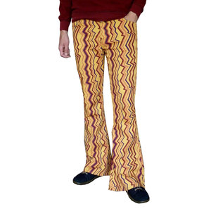 Pantalones de hombre con estampado en zigzag, cintura elástica, estilo casual, tejidos, con cierre de botón. - Product Image 1