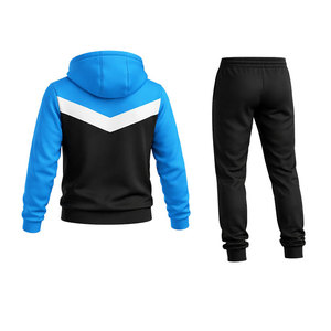 Conjunto Deportivo Premium para Hombre en Azul y Negro con Sudadera con Capucha y Cremallera, y Pantalones Jogger Ajustados - Product Image 3