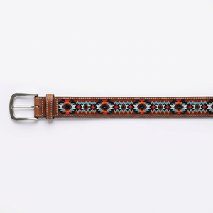 Cinturón de Cuero Artesanal de Alta Calidad con Patrones Grabados Vintage y Hebilla de Acero para Accesorios de Moda Western - Product Image 1