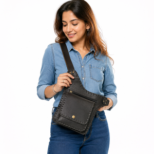 Sac banane en cuir tendance, ceintures de poche élégantes en cuir, ceintures de voyage faites à la main, ceintures de hanche unisexes - Product Image 2