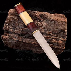 Couteau Puukko artisanal sur mesure |   Couteau de brousse nordique à lame fixe en acier à haute teneur en carbone |   Couteau de chasse et de camping avec étui en cuir - Product Image 2