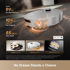 หุ่นยนต์ดูดฝุ่นและถูพื้นอัลตร้า คอมพลีท ดีไซน์บางเฉียบ แรงดูด 35,000Pa ระบบเทฝุ่นและเติมน้ำอัตโนมัติ พร้อมระบบทำความสะอาดตัวเอง - Product Image 6