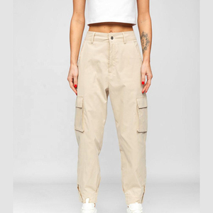 Women High Waisted Elastic Waist <b>Overalls</b> Pocket Wholesale Cargo Pants Casual Fleece <b>Waterproof</b> Custom Designs - Product Image 1