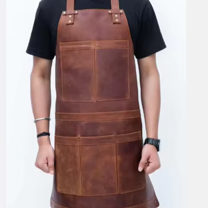 Tablier en cuir vintage couleur cognac, tablier de boucher en cuir pleine peau à une sangle, tablier en cuir personnalisé avec logo - Product Image 1