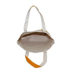 Bolsa de Compras de Tela Gruesa de 20 Oz, Combinación Blanca y Naranja, Asa Larga, Resistente y Duradera, Bolsa de Lona - Product Image 6
