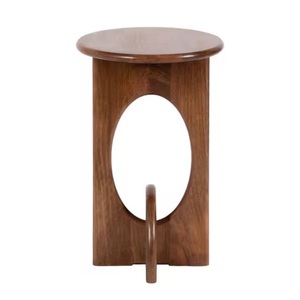 Modern <b>Walnut</b> Finish Wooden Pedestal <b>Table</b> Geometric Oval Frame <b>Coffee</b> <b>Table</b> - Product Image 1