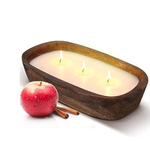 Nouvelle conception de bougies en cire de bois dans un bol en bois, style farmhouse, pour la décoration de table à la maison - Product Image 2