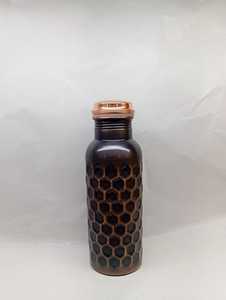 Botella de Agua de Cobre con Diseño Martillado de Diamantes, Color Marrón, Revestimiento Ecológico Anticorrosión, Apta para Lavavajillas, Tapa Incluida - Product Image 6