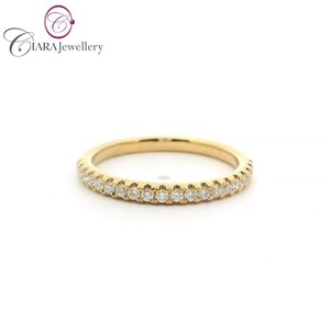 Alliance de mariage SIMPLE CLASSIQUE en or jaune massif 18 carats AU750 ou en or blanc avec diamant naturel pour les occasions de fête - Product Image 1