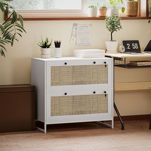 Armadietto Portadocumenti Boho a 2 Cassetti con Serratura e Barra Appendiabiti Regolabile per Formati Letter, A4 e Legal - Assemblato - Product Image 2