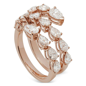 Anillo de Eternidad con Diamantes en Forma de Pera en Oro Rosa, Anillo de Compromiso Clásico para Mujer - Product Image 3