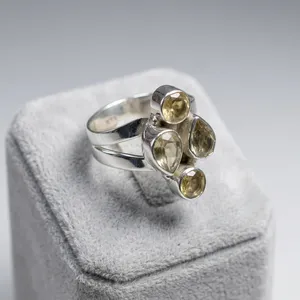 Natural Citrine 925 Sterling Silver Handmade Statement Ring Golden Yellow Gemstone Cluster Ring Jewelry Boho Vintage Style - Product Image 2