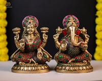 Statues en laiton du Dieu Ganesh et de la Déesse Lakshmi, encadrées, artisanales, style Art Déco, pour décoration intérieure, ensemble de table, 1 pièce, qualité supérieure, Anniversaire Radhe
