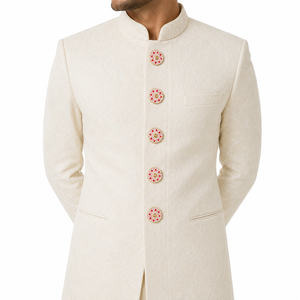 Botones de Lujo Personalizados de Latón con Esmalte Meenakari de Jaipur, Diseño de Capullo de Loto Rojo y Cristal Polki, para Trajes Sherwani de Boda para Hombre - Product Image 2