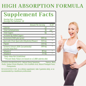 Gomitas de papaína de bromelina con quercetina, vitamina C E, Fórmula antioxidante para la salud inmune, gomitas para la salud digestiva - Product Image 2