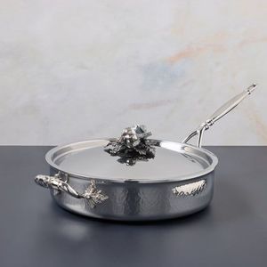 High Quality Double Walled Hammered Stainless Steel Serving <b>Bowl</b> <b>with</b> Polished <b>Lid</b> for Parties From Indian Exporter - Product Image 2