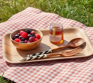 Ensemble de couverts en bois moderne avec design de poignée en chevron, finition mate naturelle, style minimaliste pour le camping, la maison, la cuisine et l'hôtel - Product Image 6