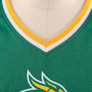 Basketball Jersey Set Green Yellow Sublimated Mesh Sleeveless V-Neck Breathable <b>Athletic</b> Uniform for Adults - Product Image 5