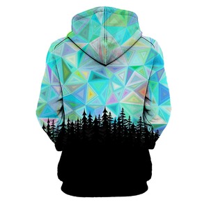 Sweat-shirt à capuche imprimé forêt géométrique pour homme, coupe régulière, décontracté, en polyester tricoté, basique d'automne, mélange de coton - Product Image 4