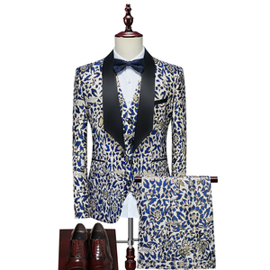 Costume de smoking pour homme grande taille, style britannique, à double boutonnage, motif léopard floral, deux pièces, avec pantalon décontracté à braguette zippée, personnalisable, pour bal et soirée - Product Image 3