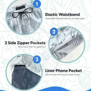 Short de bain homme personnalisé avec logo, taille mi-haute, anti-plis, imprimé, écologique, séchage rapide, confortable, en polyester/coton - Product Image 4