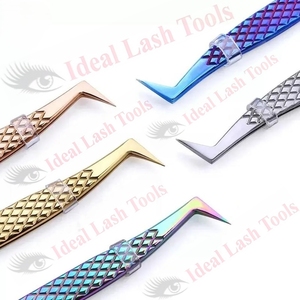 Pinzas Profesionales para Extensión de Pestañas, Pinzas de Acero Inoxidable de Grado Quirúrgico, Pinzas Profesionales para Volumen de Pestañas - Product Image 1