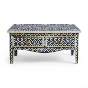 Mesa de Centro de Lujo con Incrustaciones de Hueso Verde Sunburst, Mesa Redonda Hecha a Mano con Mosaico y Base de Latón para Sala de Estar - Product Image 5
