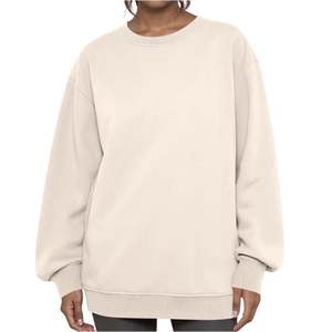 OEM Made Wholesale Women's Crewneck Sweatshirts Casual Loose 100% Cotton 380 GSM Oversized Pullover Soft Solid Fall Winter <b>Tops</b> - Product Image 4