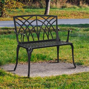 Panca da Esterno in Alluminio Nera da 38 Pollici per Parchi, Giardini, Centri Commerciali - Arredo Versatile per Patio - Product Image 4