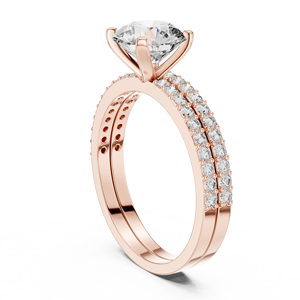 Exquisito Anillo de Diamantes Brillantes Redondos Cultivados en Laboratorio, Oro de 18k, 14k, 9k, Oro Blanco y Oro Rosa, Triple Hilera, Pavé, Ondulado, Conjunto Nupcial, Joyería Ética - Product Image 1