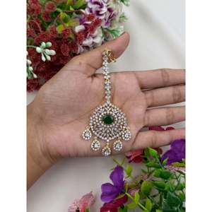Indian Ethnic Brass Mang Tika-Amanda American Diamond Casual Jewelry - Product Image 2